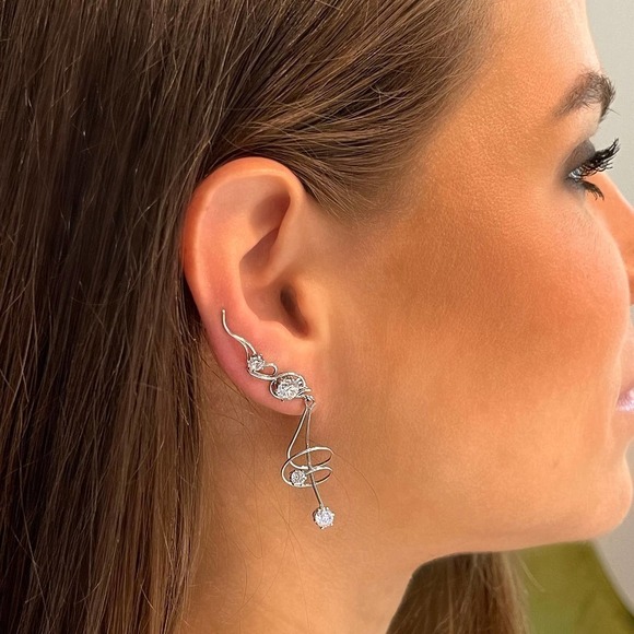 FLAMENCO CONVERTIBLE EAR CLIMBERS - STERLING SILVER 925 - Picture 2 of 7
